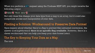 How to Prevent Firebase Realtime Database from Converting Data to an Array
