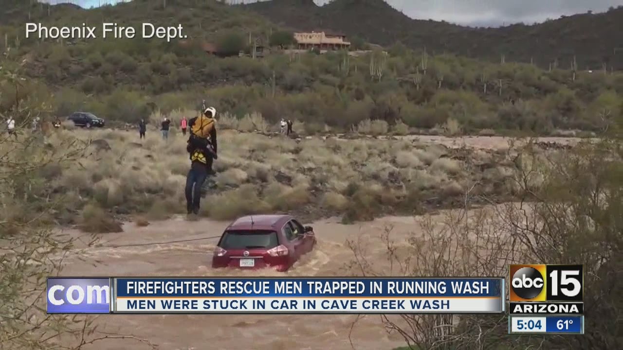 Men rescued from running wash in Cave Creek