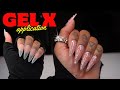 How to do gel x nails  at home  easy  rhinestone  beginner friendly tutorial