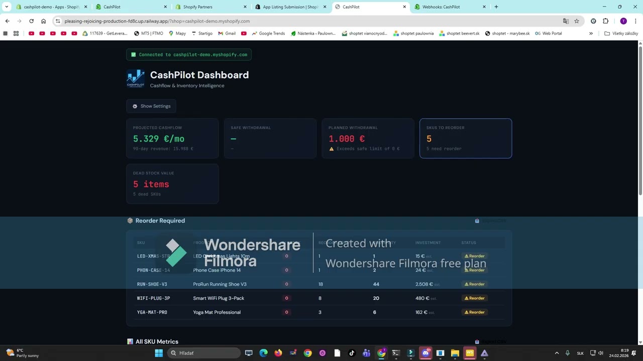 Cashpilot install, dashboard, uniinstall.