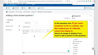 Create Short Answer question in Moodle