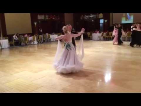 <p>Arthur Murray Grande Ballroom of Greenwich dancers Jean O&#x27;Hare and Ran Holladay dance at a competition.</p>