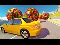 Destroying Cars With Giant Candy Balls BeamNG.drive