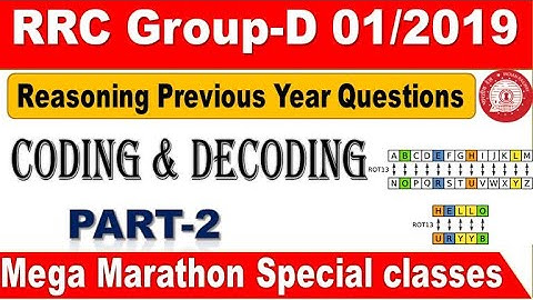 Coding & Decoding Part 2  Railway Previous year Reasoning  Questions for all Group D by SRINIVASMech