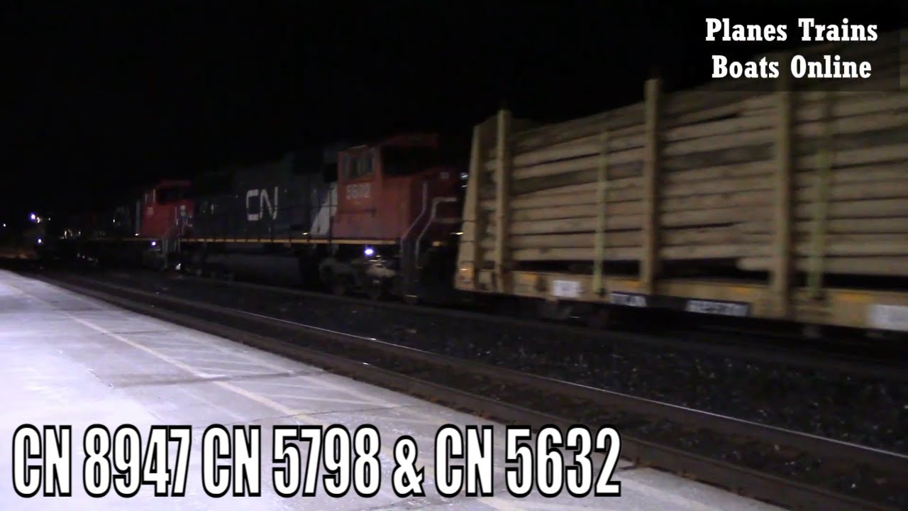 CN 8947 CN 5798 & CN 5632 Locomotives Train Horn Blast Jump In Sarnia ...