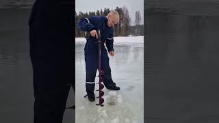 Frozen lake with some water Vs. hole #frozenlake #physics #experiment