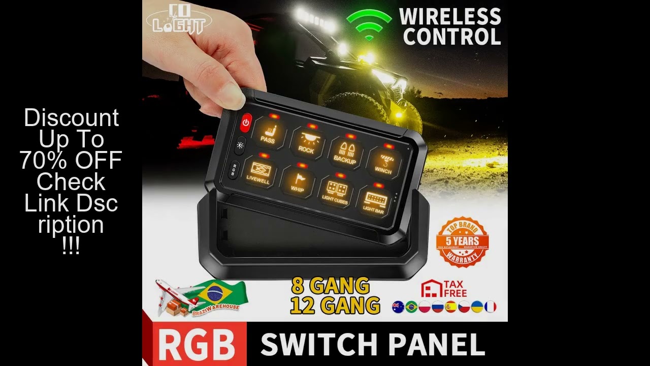 COLIGHT New Wireless 12 Gangs On-Off Control Switch Panel LED Work Light Electronic Relay System for