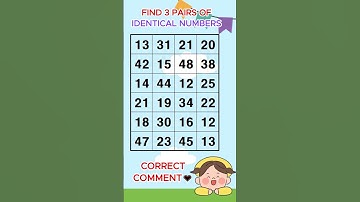 Find 3 pairs of identical numbers /Dementia Prevention Quizzes/Dementia Tests. No.83