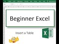 EXCEL For Beginner | How to Insert a Table | Sum Excel Table