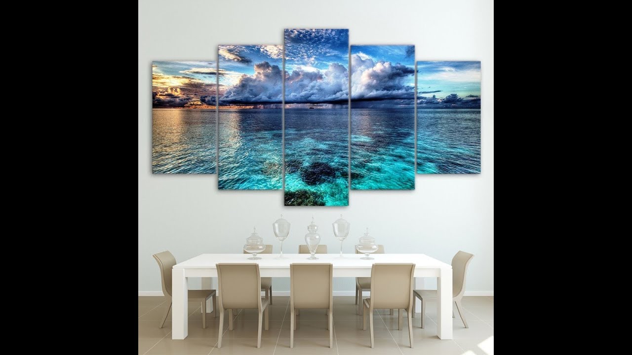 5 Panel Sea Wave Beach Landscape Canvas HD Modern Wall Art Home Decoration Living Room or Bedroom
