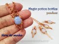 Magic potion bottles pendant with 12mm Opalite Round Cabochon and copper wire 513