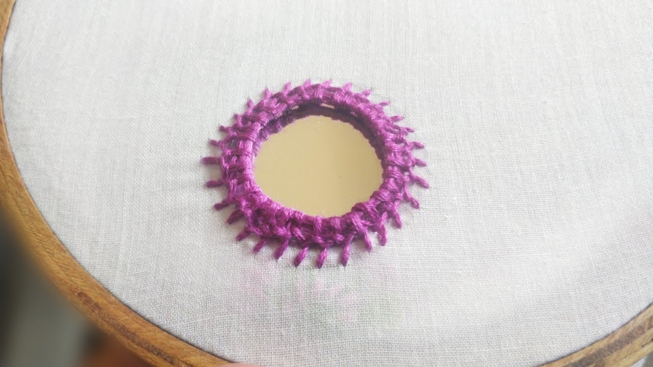 Easy Mirror Work Embroidery using Cretan Stitch (Hand Embroidery Work