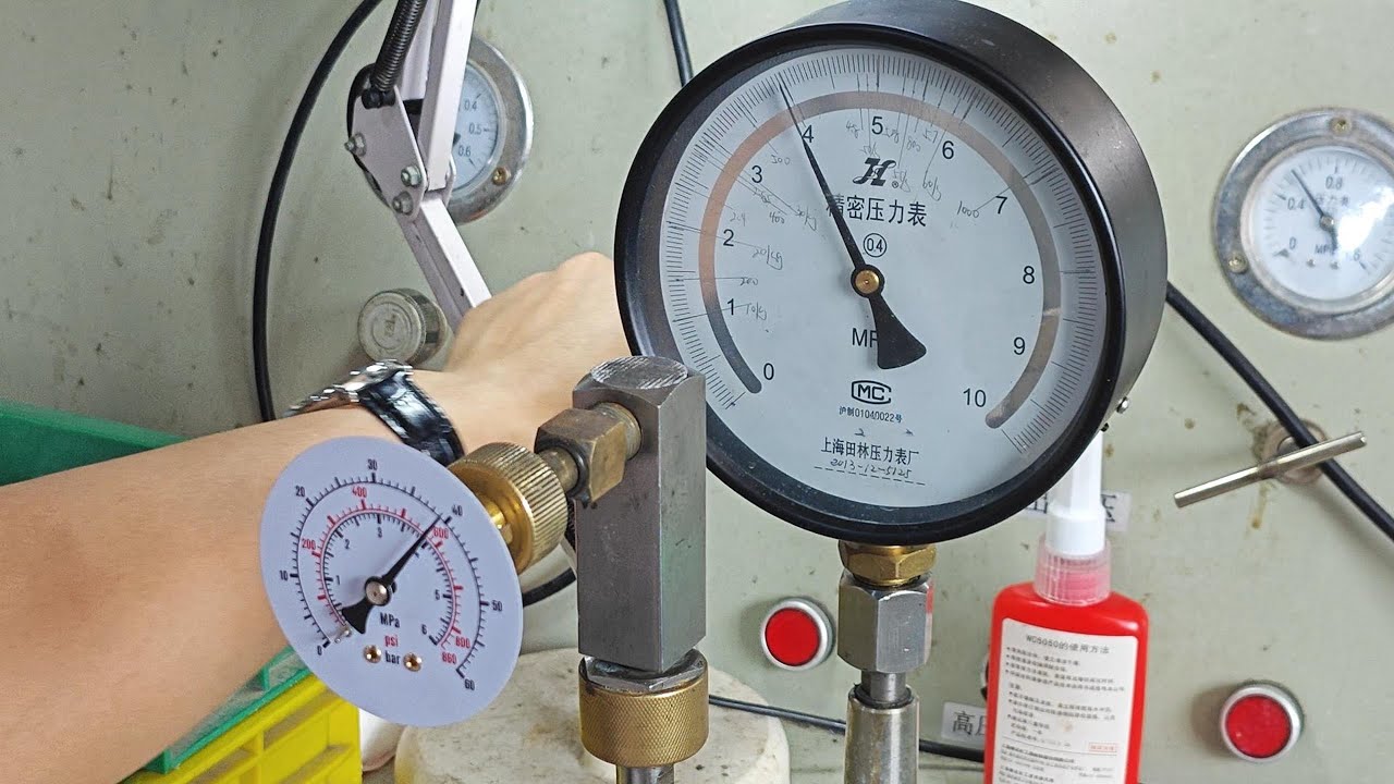 The production process of a pressure gauge.