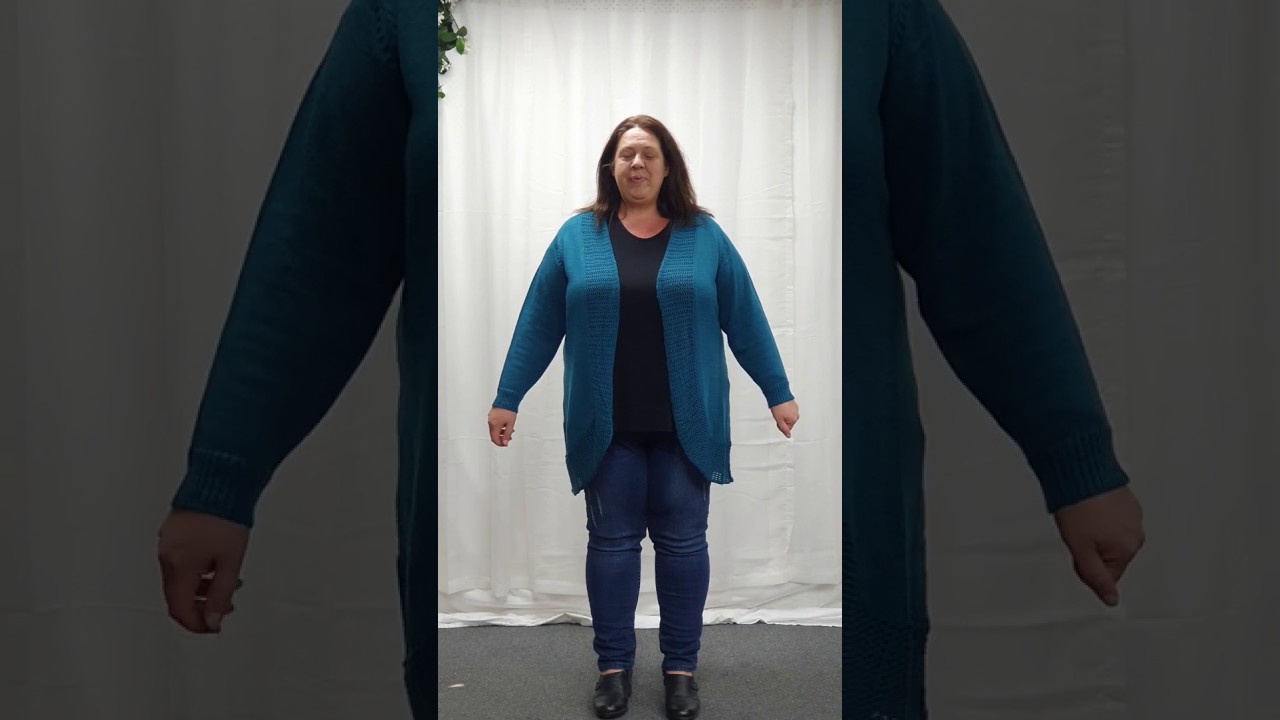 Plus Size Pretty Trim Teal Cardigan (CF5317B)