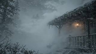 Snowstorm Winter Ambience in a Cozy Mountain Cabin | Heavy Snowfall for Sleep, Relaxation & Focus