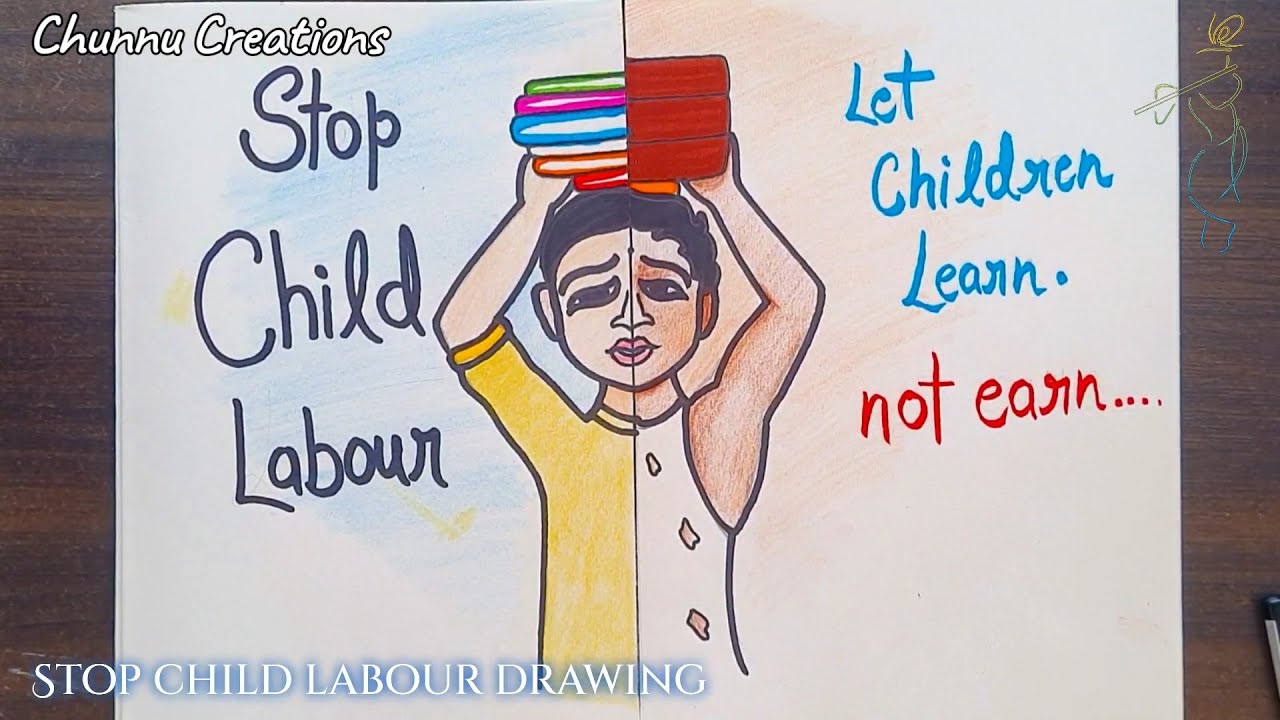 Stop Child Labour Drawing for Competition | Save Children Drawing /