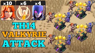 Th14 Valkyrie Attack With Healer & Witch !! 10 Valkyrie + 6 Healer + 4 Witch - Th14 New War Attack