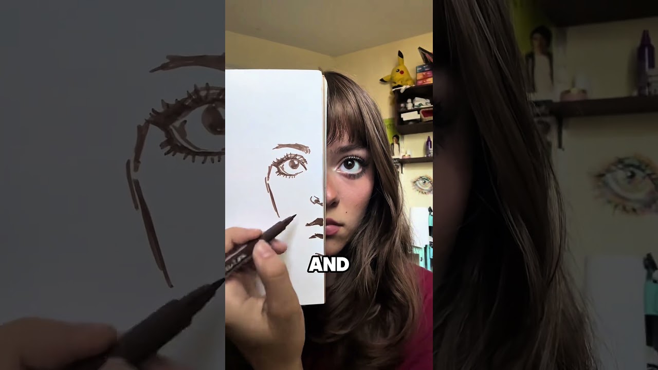 Она нарисовала свою вторую половину лица 🤯🤯