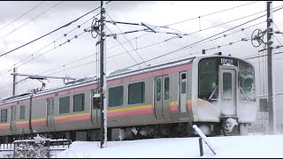 雪まみれのE129系B13編成【4K】信越本線下り431M