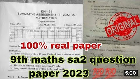 🔥✨ 9th maths sa2 question paper 2023 full solution |100% real class 9th maths sa2 questionpaper 2023