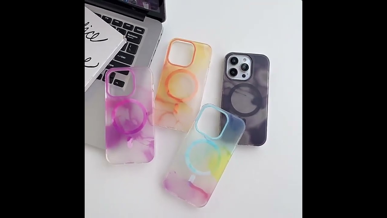 TPU+PC чехол "Watercolor Magnetic" with MagSafe для Apple iPhone 14 Pro Max Оранжевый