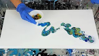 Acrylic Pour FUNNEL DRAG ⭐Massive CELLS with Silicone Acrylic Pouring Technique for Beginners