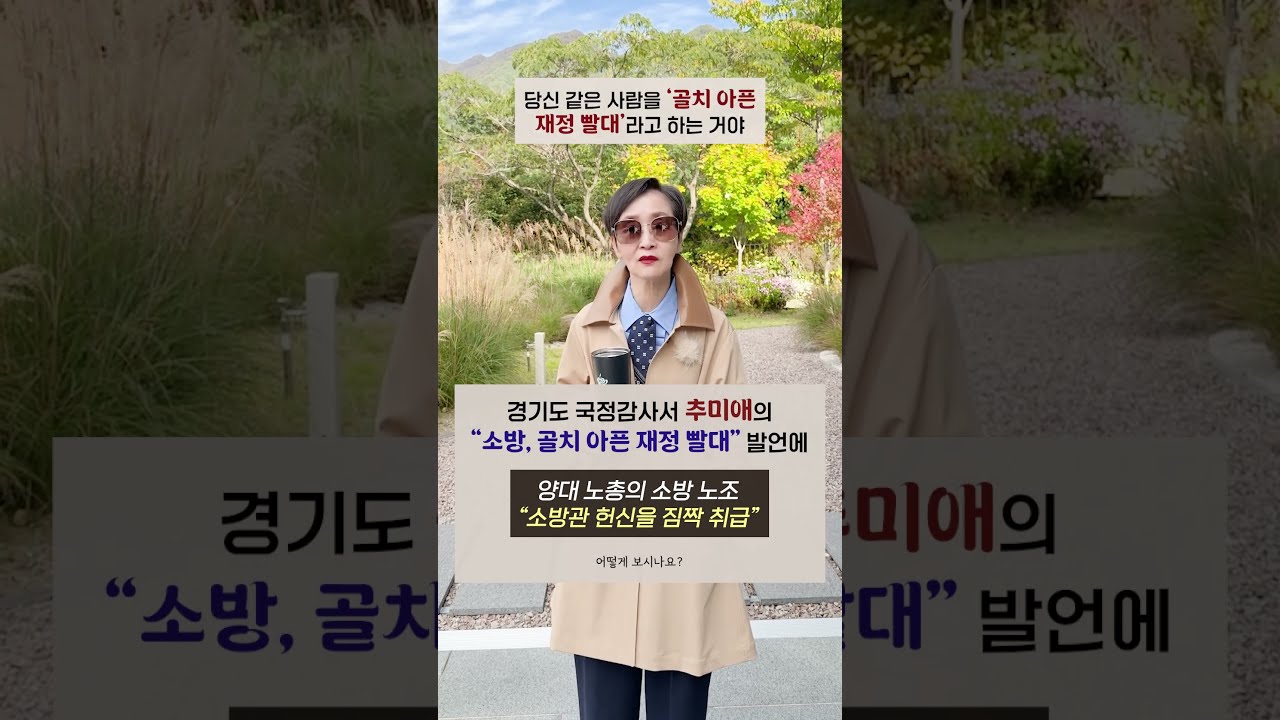 경기도 국정감사서 #추미애 "소방, 골치 아픈 재정 빨대" 발언에, #소방 노조 "소방관 헌신을 짐짝 취급", 어떻게 보시나요? #shorts #이혜라