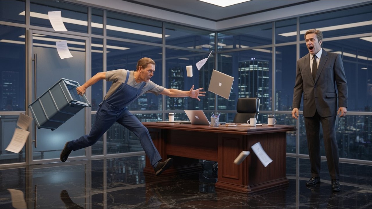 Un conserje padre soltero rompió  laptop del CEO secreto que había dentro shock toda sala de juntas