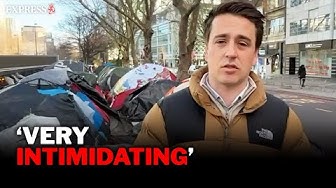 Thumbnail for Express reporter visits HUGE migrant 'tent city' outside London Underground station