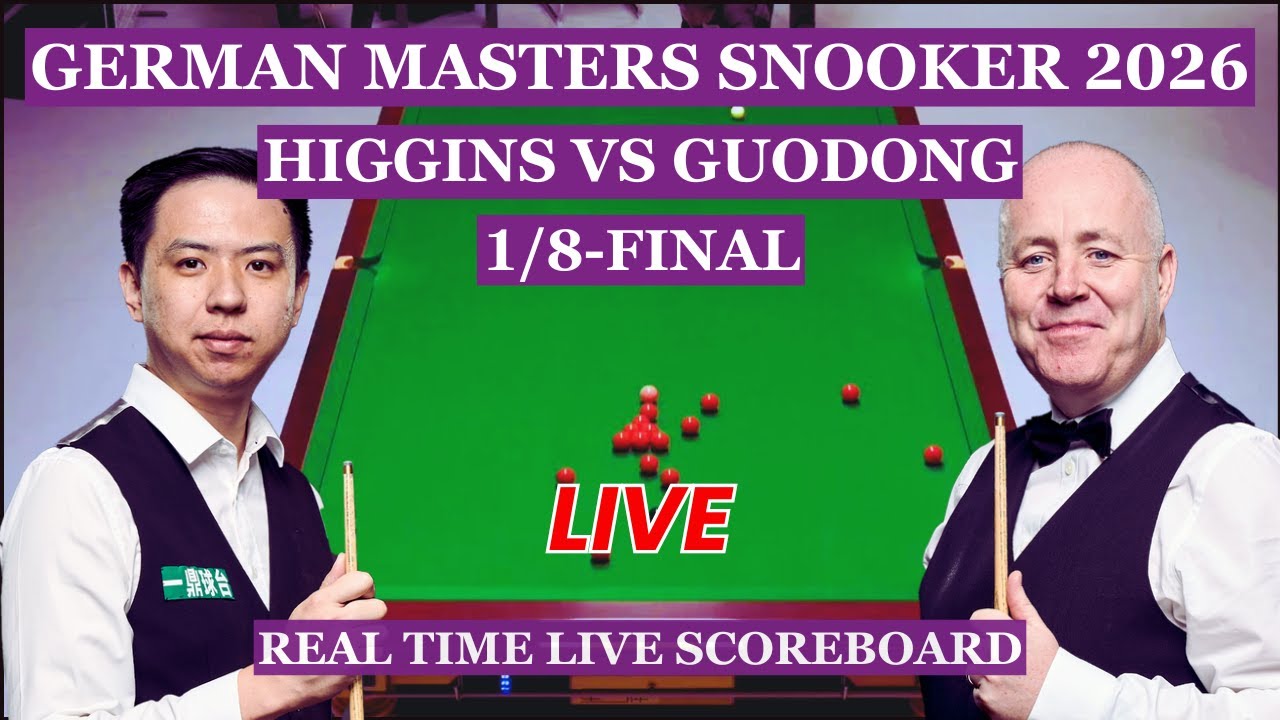 John Higgins vs Xiao Guodong Live Scores | German Masters Snooker 2026 1/8-Finals