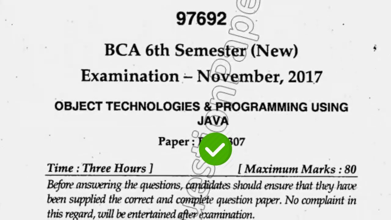 2017 Mdu BCA 6th Sem Reappear Java Question Paper - YouTube