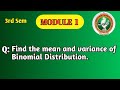 VTU 3rd Sem | BCS301| Maths Module 1| Mean and Variance of Binomial Distribution |Important Question