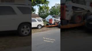 Gmc Acadia pulling a heavy duty trailer with a Bob cat on it, #badidea #stupidpeople #wtfmoment #wow