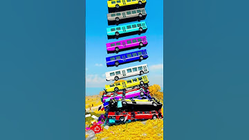 Mixed Color Buses Tower Fall Explode & Crash - BeamNG Drive #Youtubeshorts