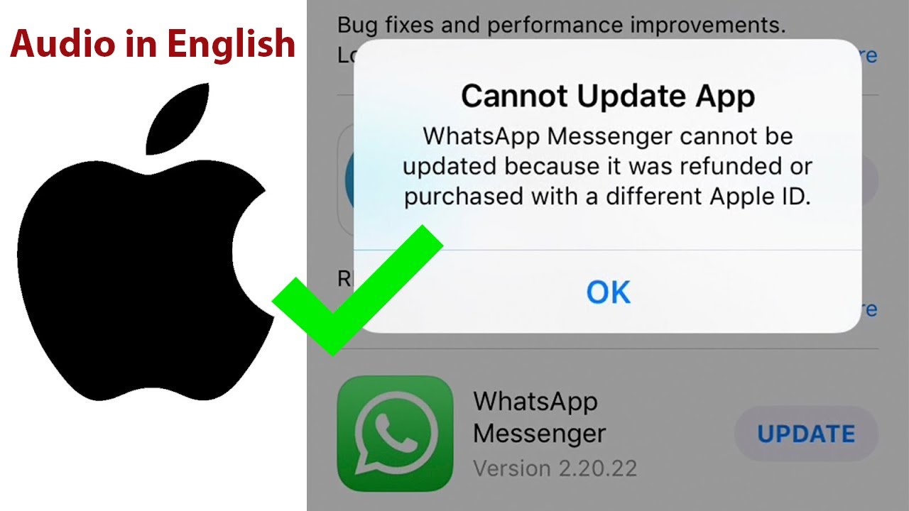 iphone App store. cannot update app because it was refunded or purchased with a different apple id.