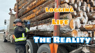 Realistic Day In The Life Of A 54 Year Old Log Truck Driver Stuck In The Snowy Mountains|Log Truck