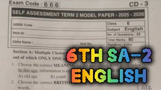 6th 💯ENGLISH SA Term-2 Full Question Paper 2025-2026 | 6th 💯ENGLISH Self Assessment Term-2 Paper🗞️✅👍