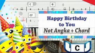 Happy Birthday to You | Keyboard Tutorial Cover in C + Not Angka + Chord screenshot 4