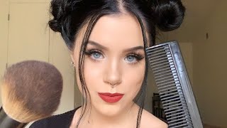 ASMR BRUSHING/COMBING THE CAMERA 💌 ft hand movements + inaudible whispering