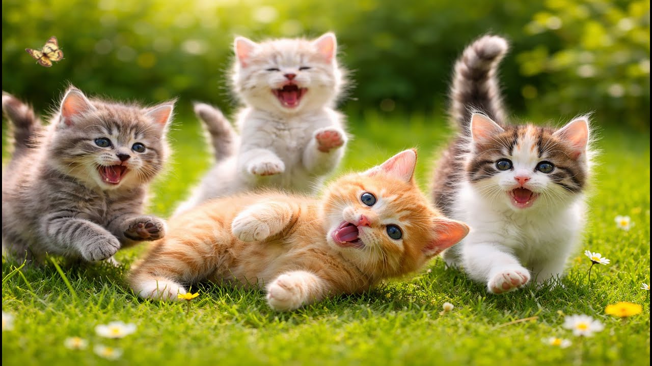 😆🐾 Funny Colorful Kittens Playing Chase with Mice in the Garden | Cute Cat Video