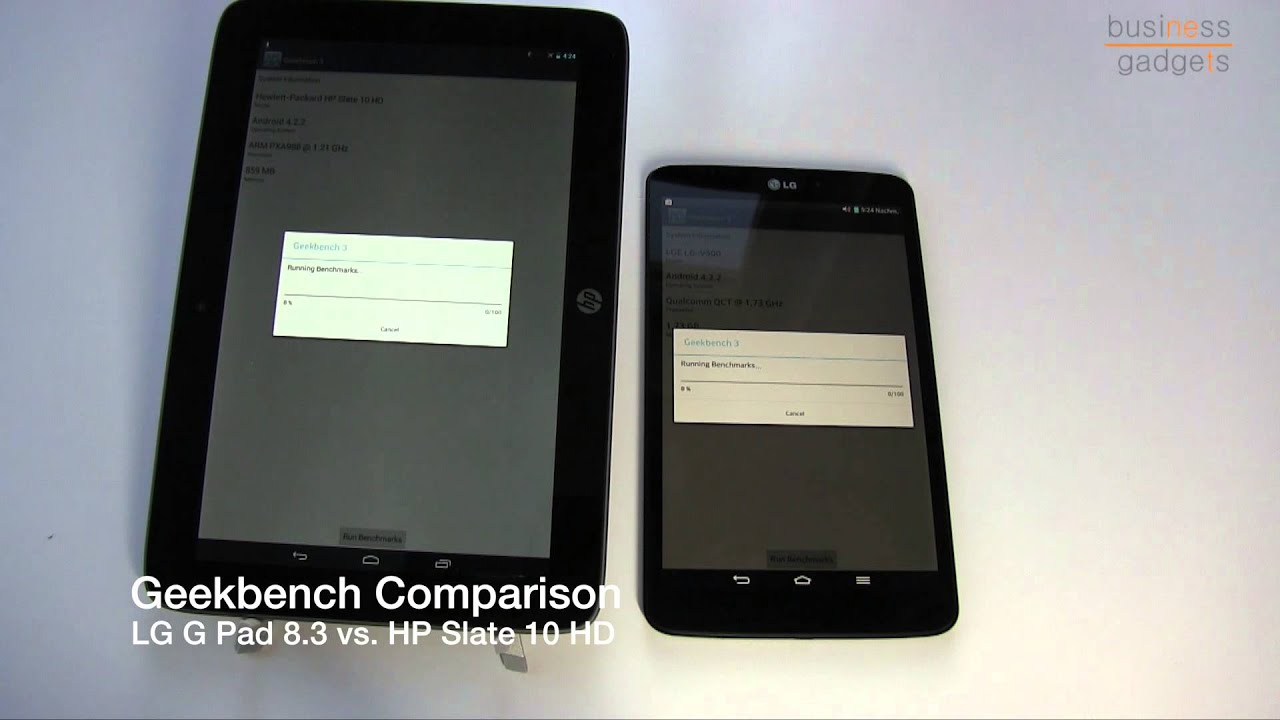 Geekbench LG G Pad 8 3 vs  HP Slate 10 HD