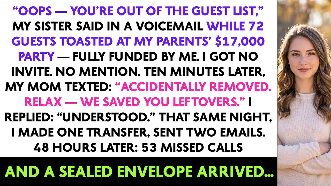 “Oops — You’re Out of the Guest List,” My Sister Said In A Voicemail While 72 Guests Toasted At My
