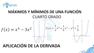 APLICACIÓN DE LA DERIVADA. MÁXIMOS Y MÍNIMOS. PARTE 2|| Función polinómica de 4to. Grado.