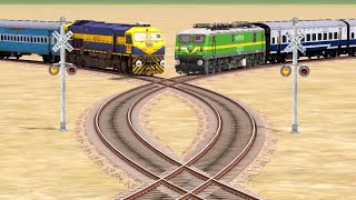 TRAINS Vs ROUND CROSSROAD | Two Trains Crossing Each Other At Same Track - Train Simulator #railroad screenshot 5