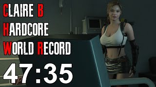 Resident Evil 2 Remake - Claire B Hardcore Speedrun World Record - 47:35
