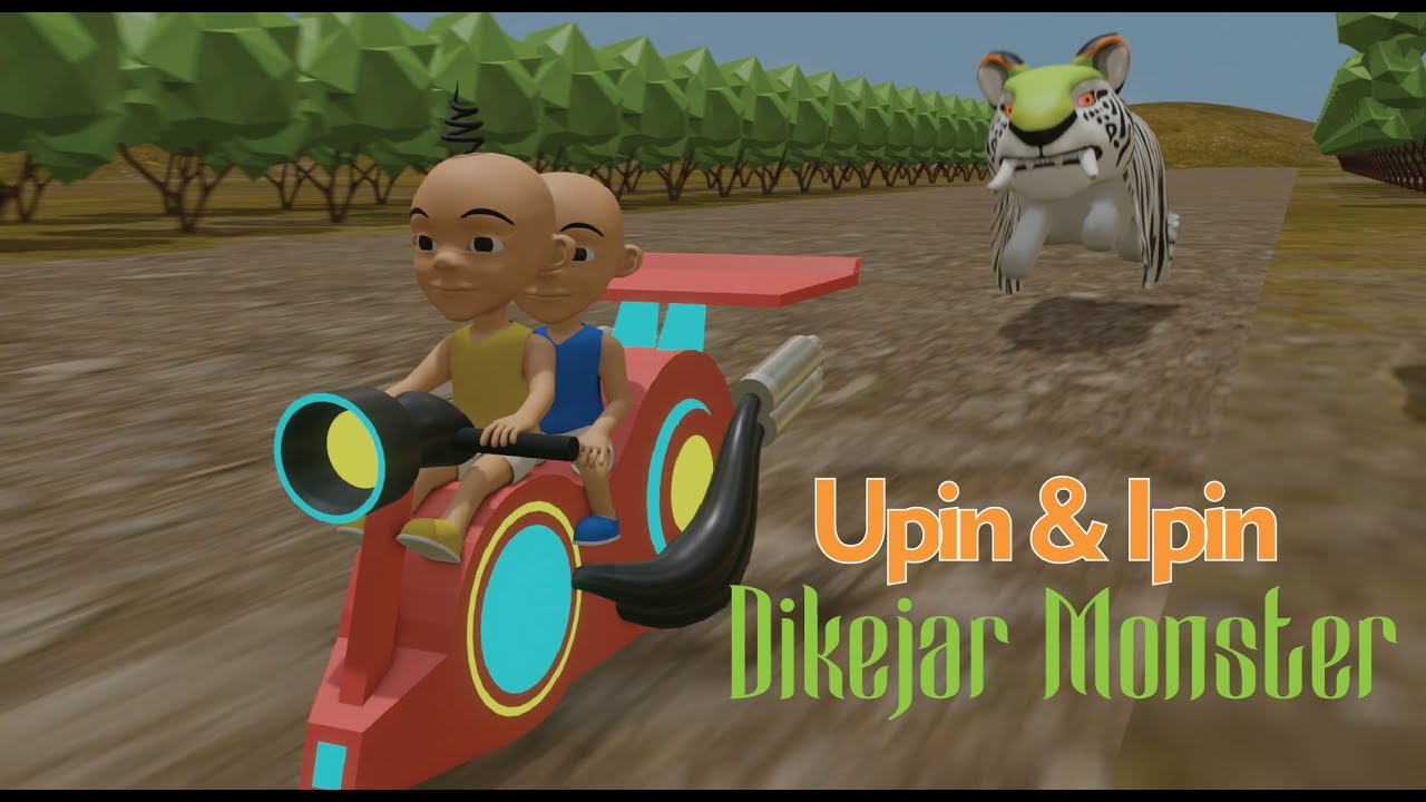 Upin & Ipin dikejar monster Barongan