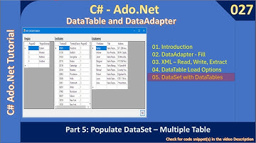 Data Adapter | Part 5 - Populate DataSet – Multiple Table | Ado Net Tutorial #027