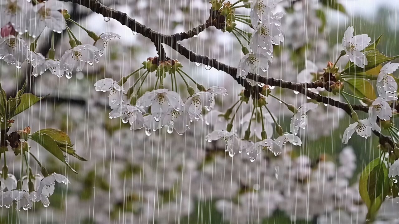 Fall Asleep in 5 Minutes to Rain on Flowers | BLACK SCREEN after 10 Mins 🌸🌧️