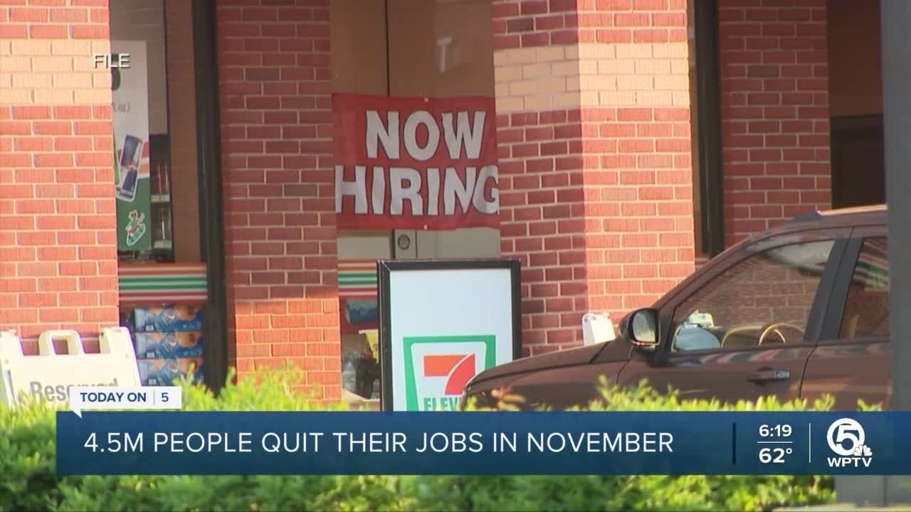 Record 4.5 million Americans quit their jobs in November - YouTube