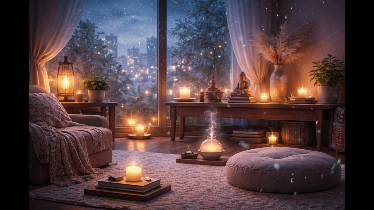Cozy Night Ambient Music | Slow Breathing Room | Calm Indoor Atmosphere
